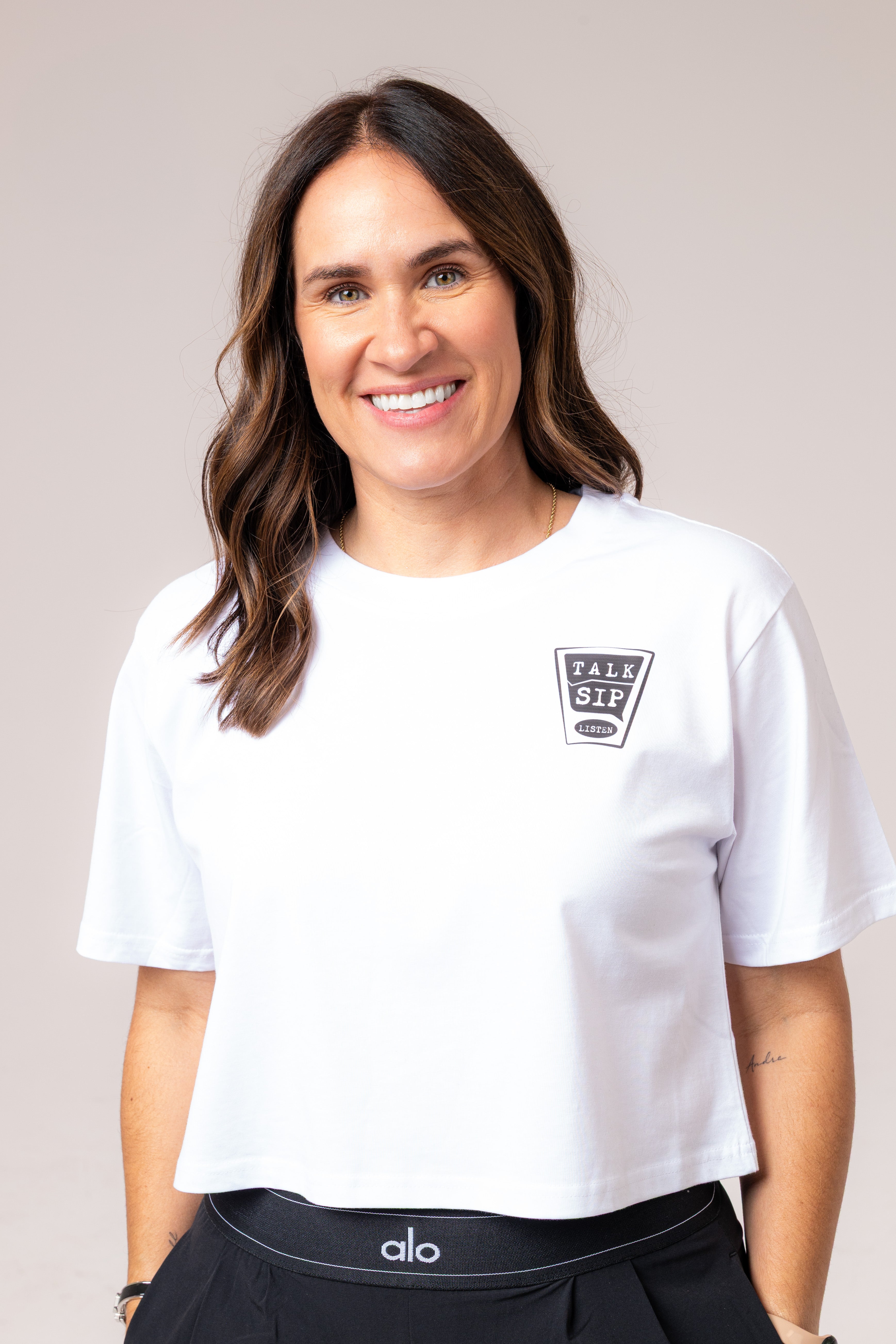 Talk, Sip, Listen  Womens Crop T-shirt